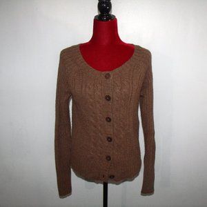 Brown Cable Knit Cardigan Sweater